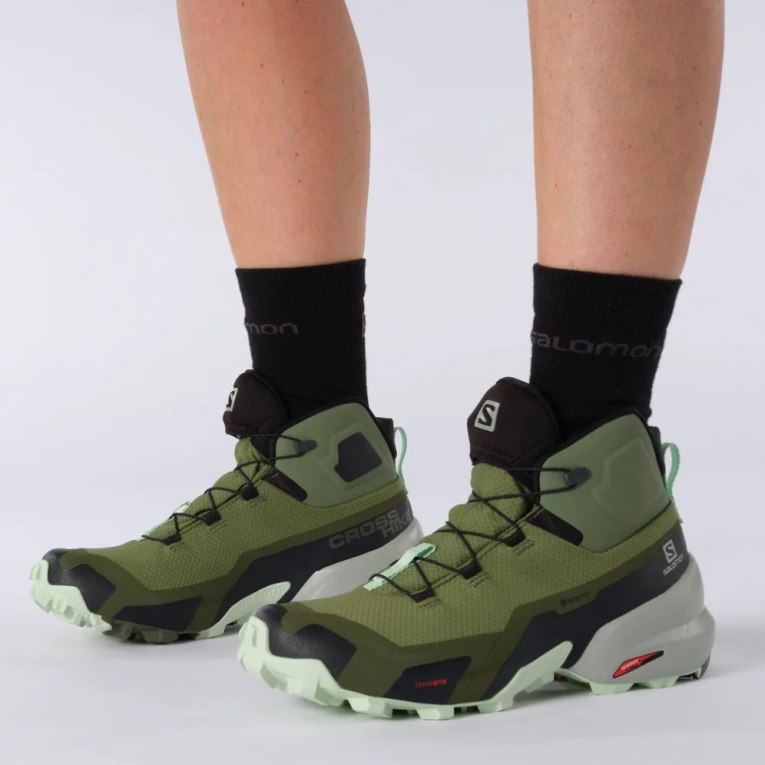 Botas Montaña Salomon Cross Hike Mid GTX Mujer Verde Oliva | MX VWFC639
